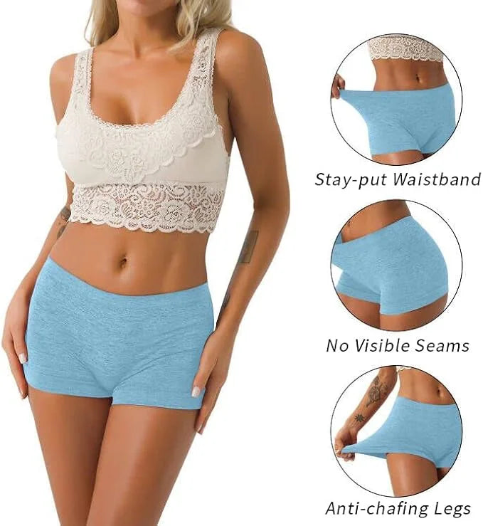 R RUXIA Women's Boyshorts Underwear Seamless Boy Shorts Panties Soft Stretch Boxer Briefs 5 Packs(Regular & Plus Size)