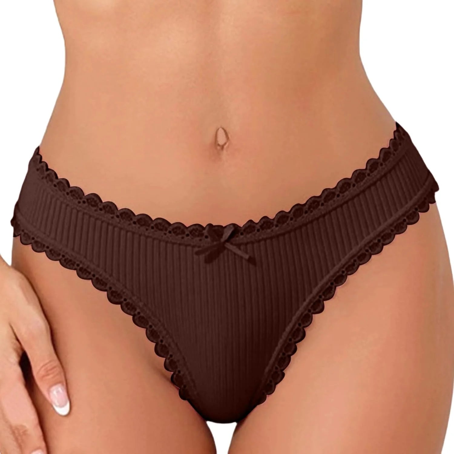 Lace Trim Low Waist Panties for Women Breathable Sexy Underwear