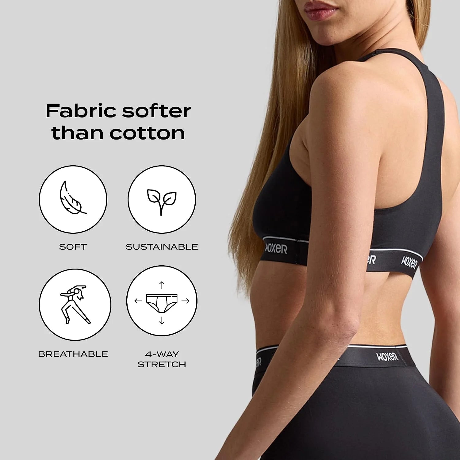 Woxer Boss Bralette for Women – Wireless, Seamless Racerback – Modal Sports Bra, Lounge, Sleep Bralette, Wireless Bra