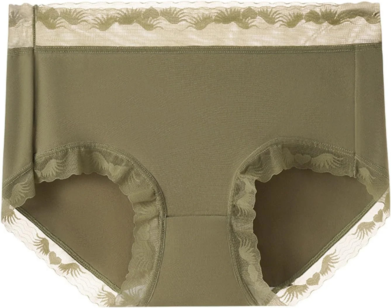 Womens Lace Trim Mid Waist Brief Underwear Comfortable Panties