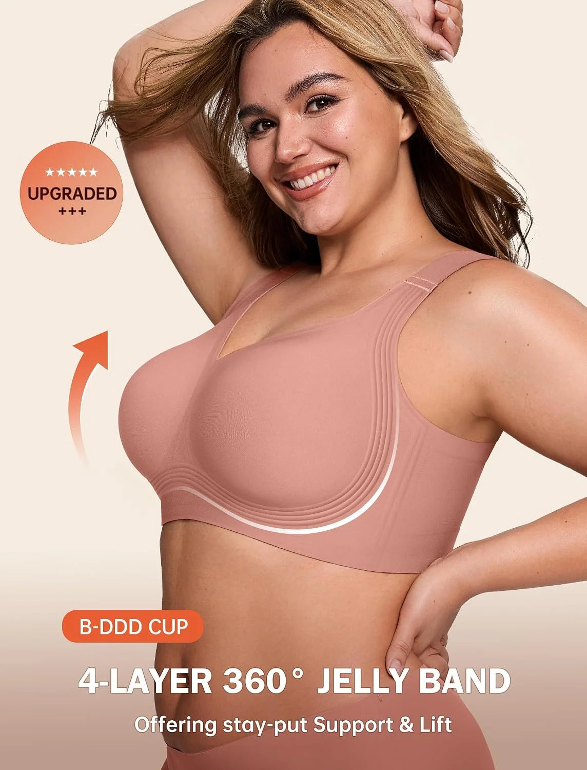 LetsJoli Jelly Bras for Women No Underwire Plus Size Push Up Supportive