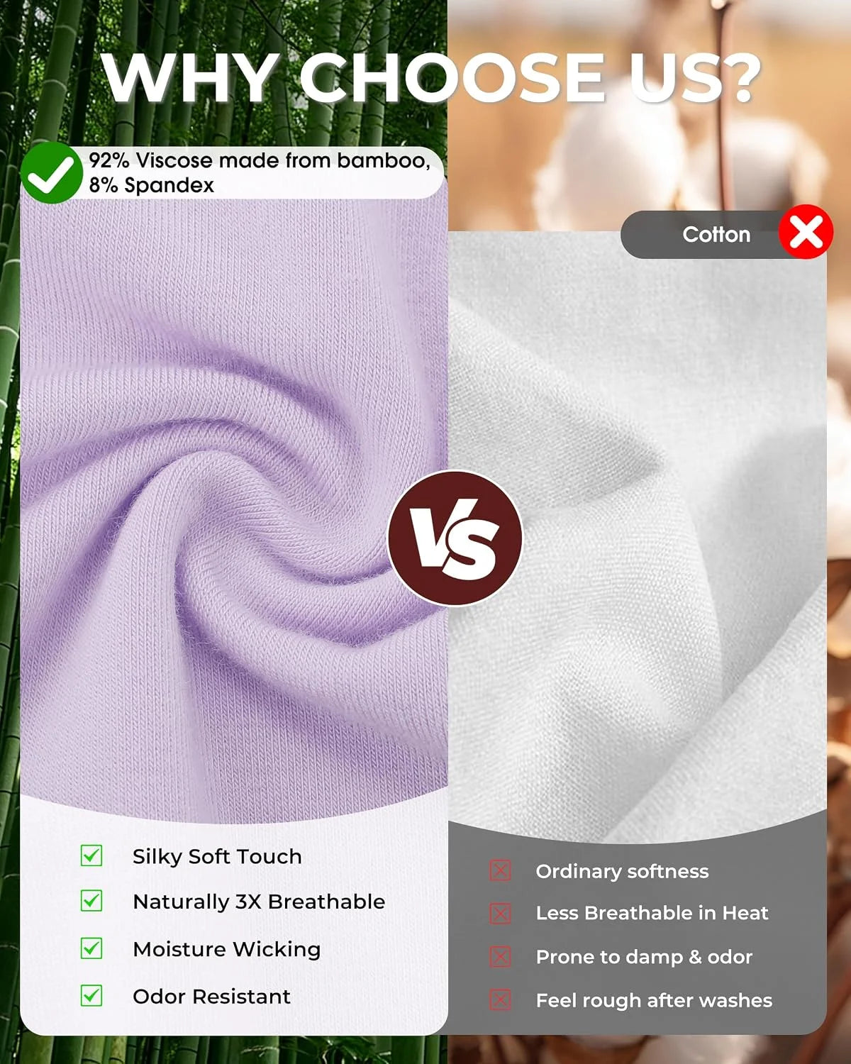 BAMBOO COOL Womens BoyShorts Underwear Full Coverage Ladies Panties High Waisted Boxer Briefs Breathable Stretch 5 Pack