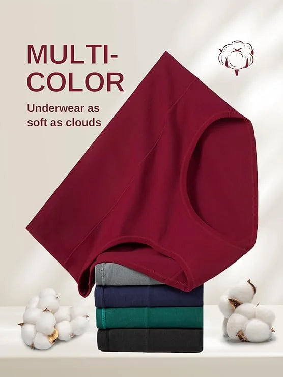 5 PC Cotton Panties for Women High Waisted Full Coverage Underwear Breathable Seamless Moisture Wicking Ladies Brief