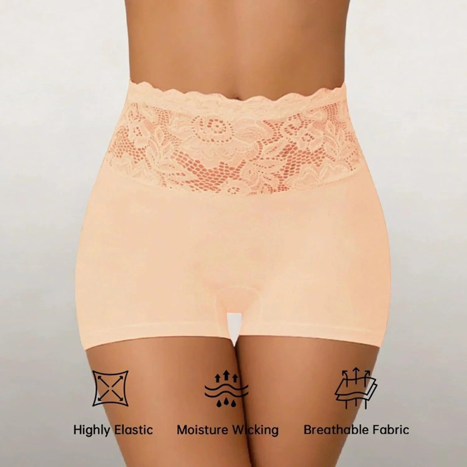 Women's Tummy Control Shapewear Shorts - Lace Patchwork High Waisted Body Shaper Slimming Underwear Boxer Briefs