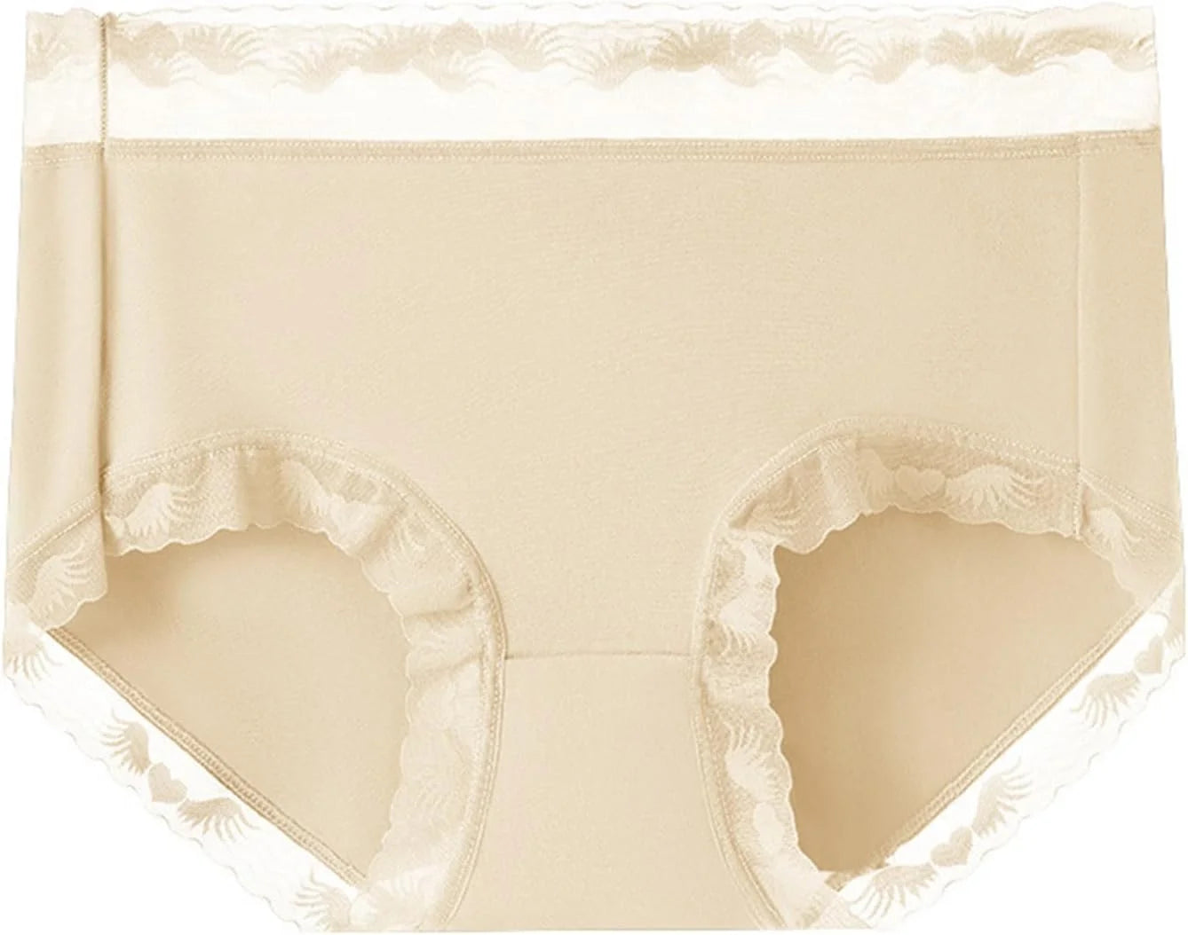 Womens Lace Trim Mid Waist Brief Underwear Comfortable Panties