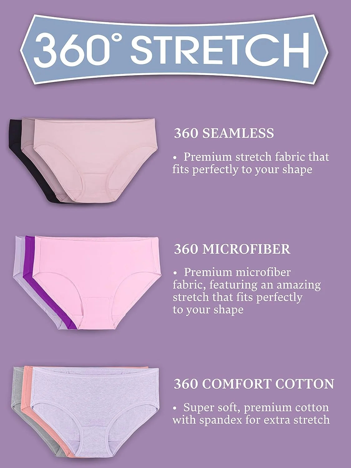 Fruit of the Loom Women's Boxer Briefs with Stretch, Mid Thigh Length Boy Shorts, Available in Plus Size