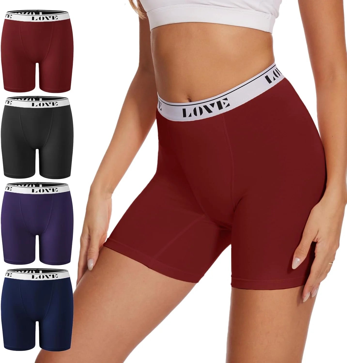 POKARLA Womens Boxer Briefs Underwear High Waisted Modal Boyshorts