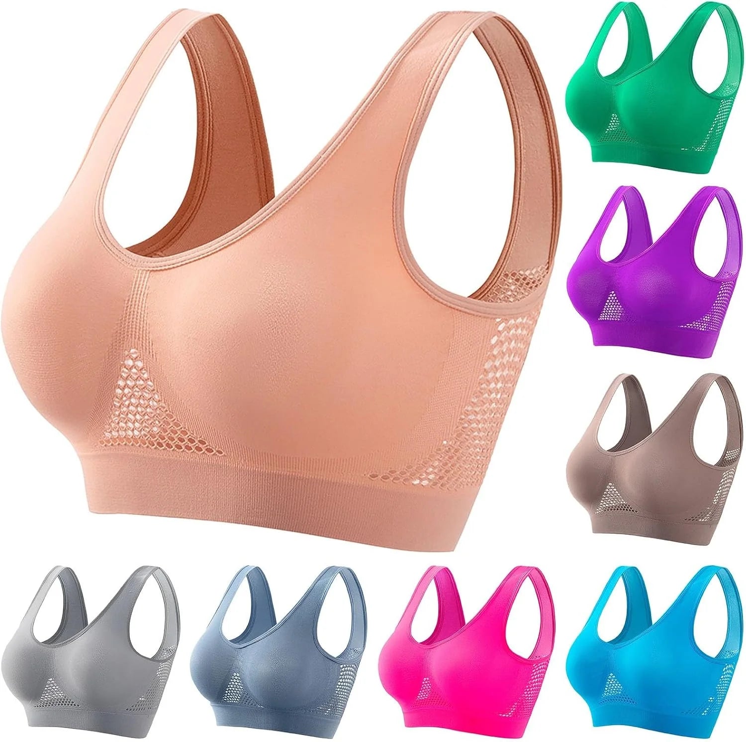 Breathable Bras for Women No Steel Ring Plus Size Soft Cool Liftup Air Bra No Underwire High Support Underwear