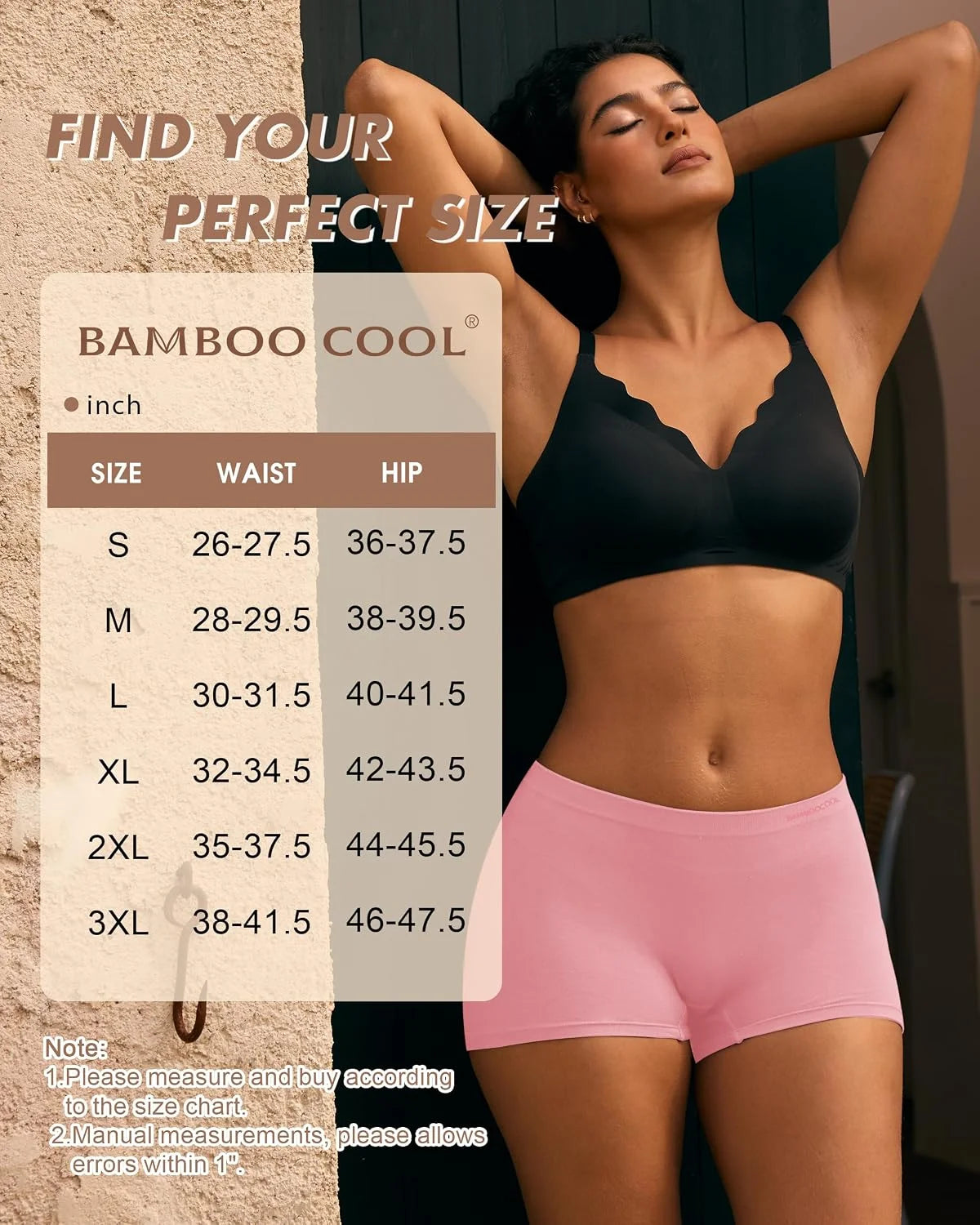 BAMBOO COOL Womens Boyshorts Underwear Mid Rise Boxer Briefs Panties