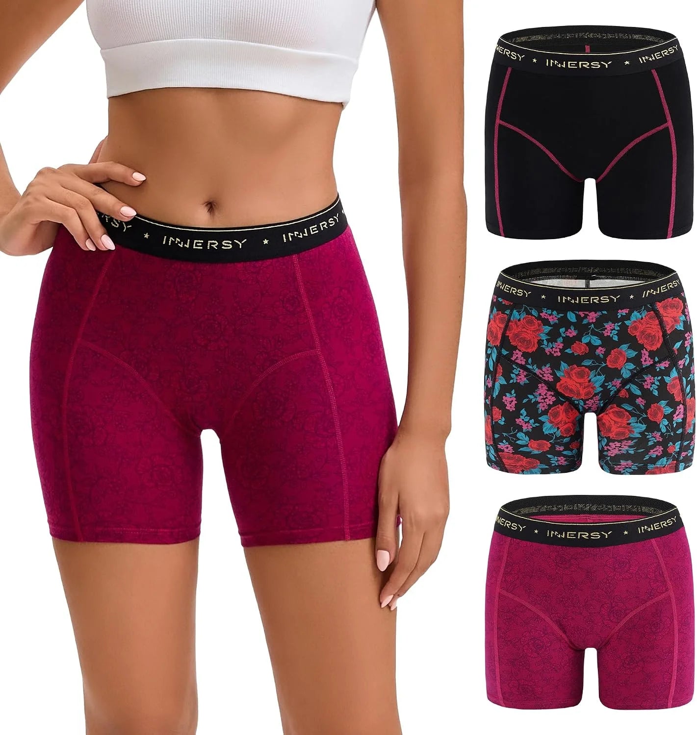 INNERSY Women's Cotton Boyshorts Underwear 3-Pack