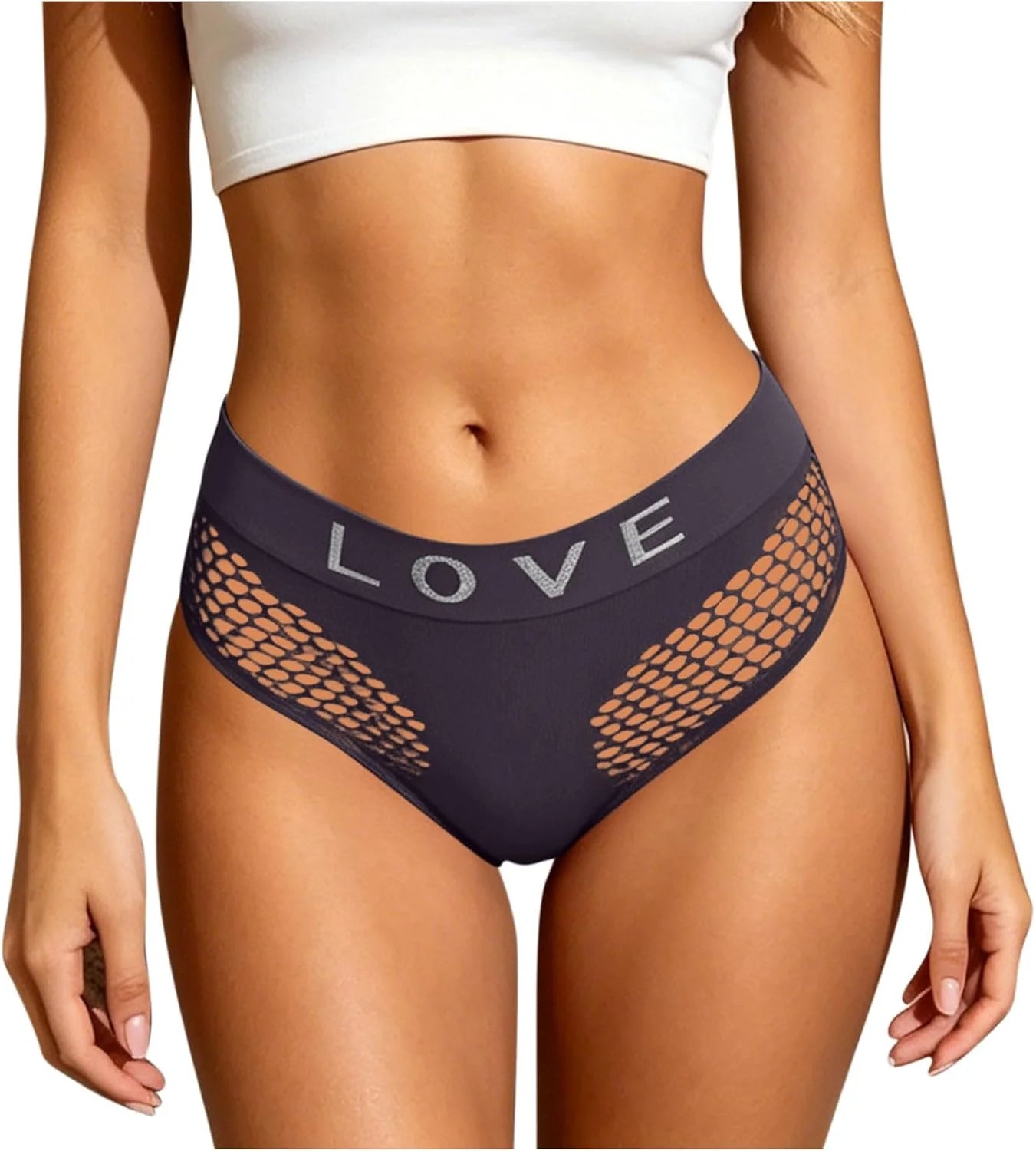 Womens LOVE Letter Hollow Seamless Briefs Breathable Panties