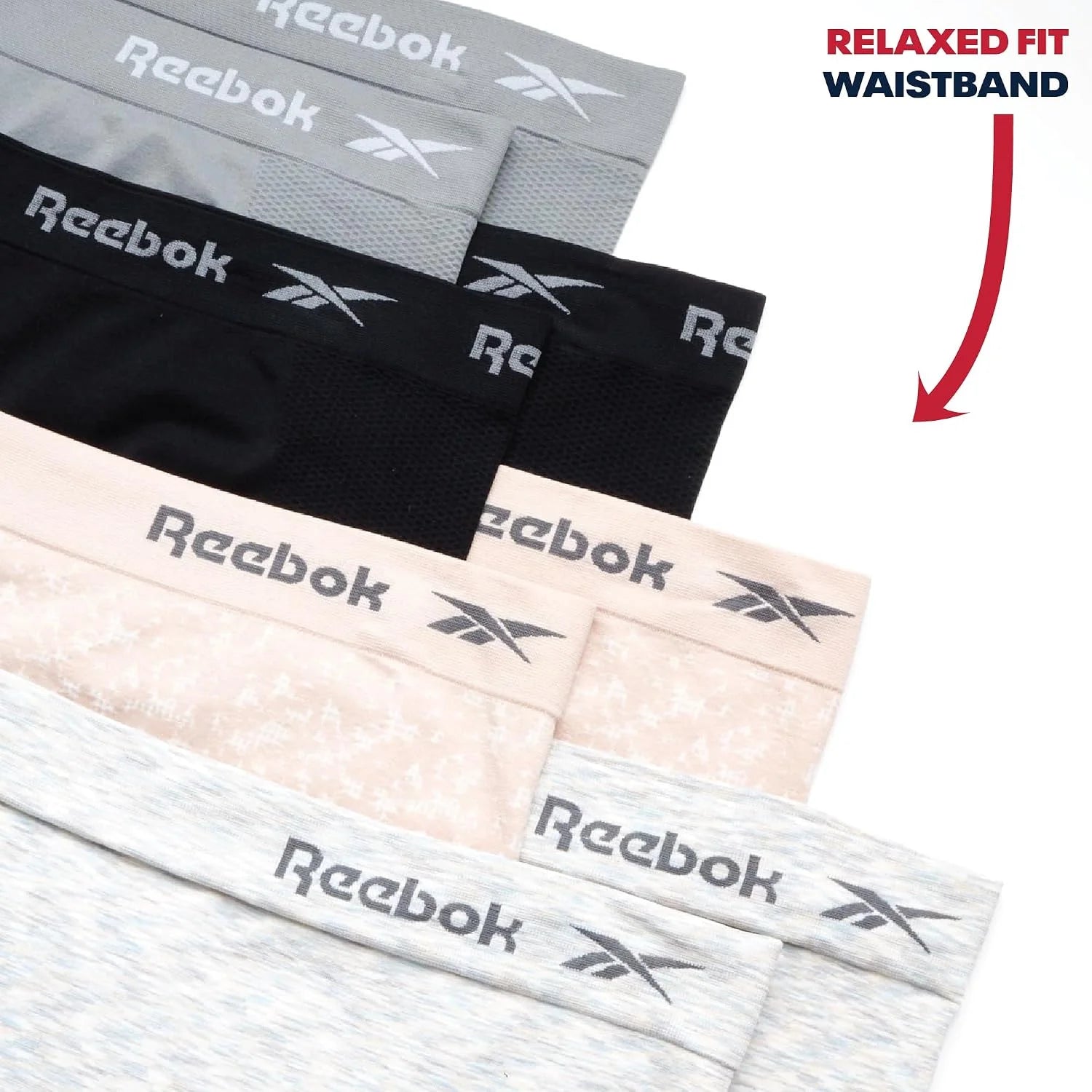 Reebok Womens Boyshorts 8 Pack 6'' Inseam Long Leg Performance Underwear