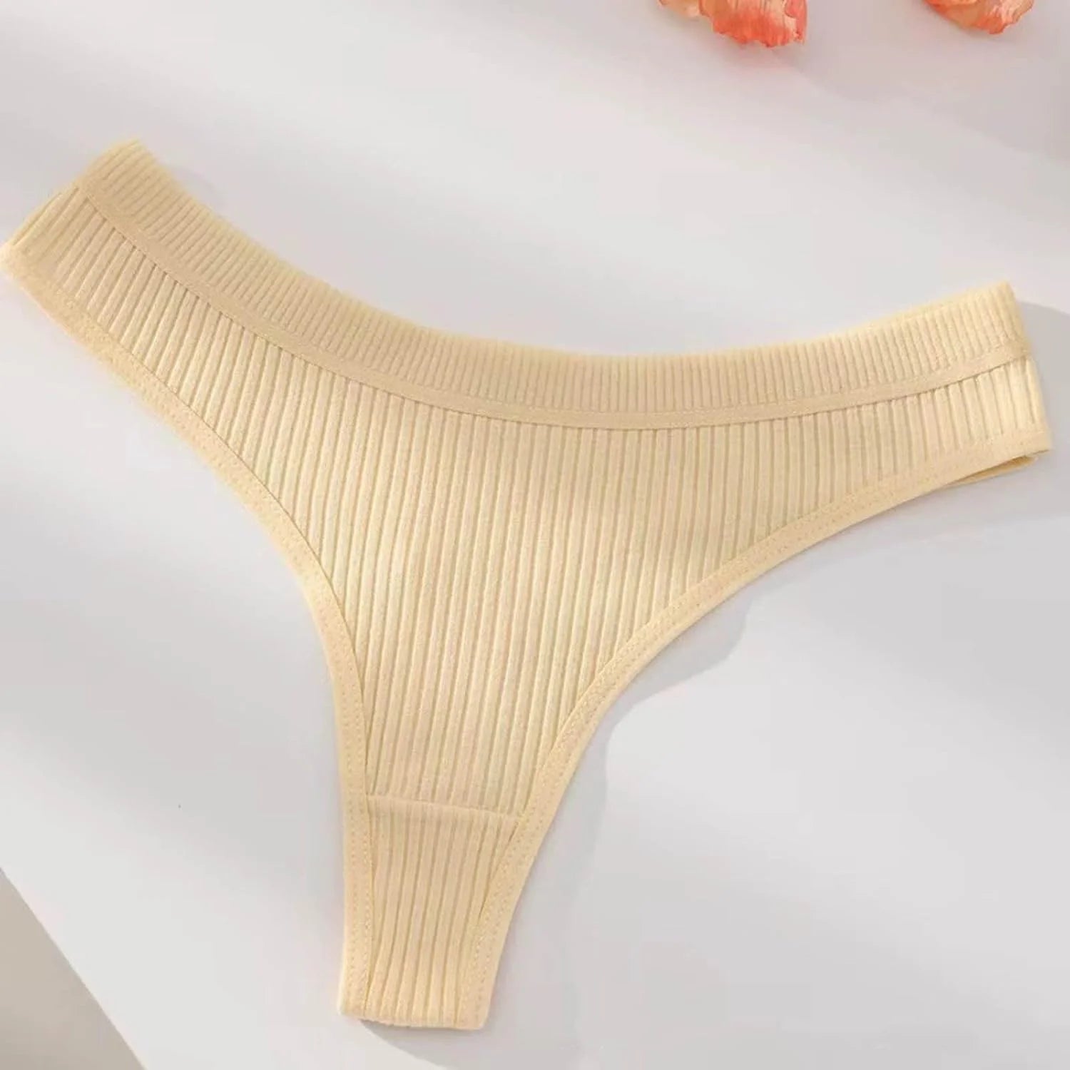 Ribbed Low Waist Bikini Thong for Women Seamless Sexy Underwear