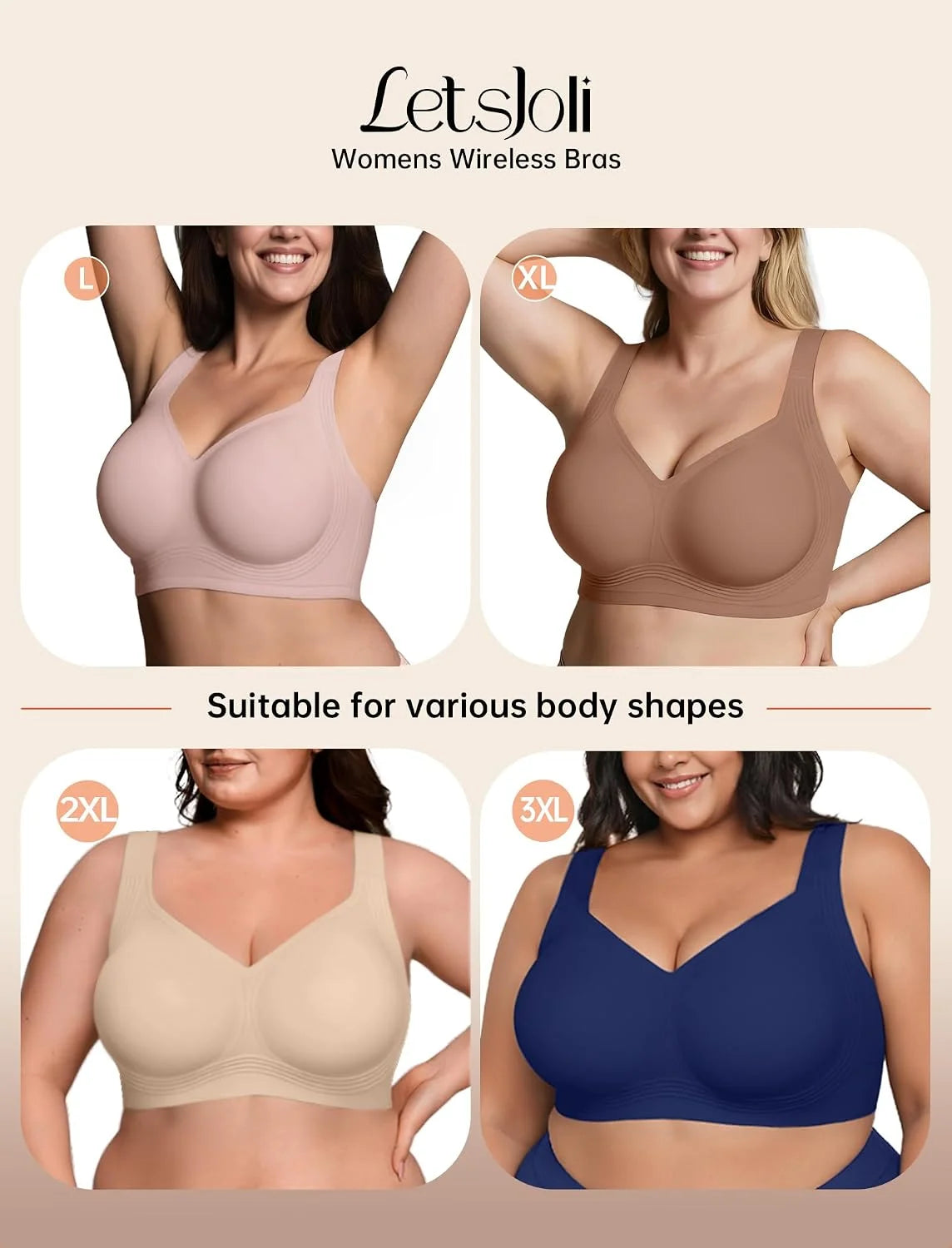 LetsJoli Jelly Bras for Women No Underwire Plus Size Push Up Supportive