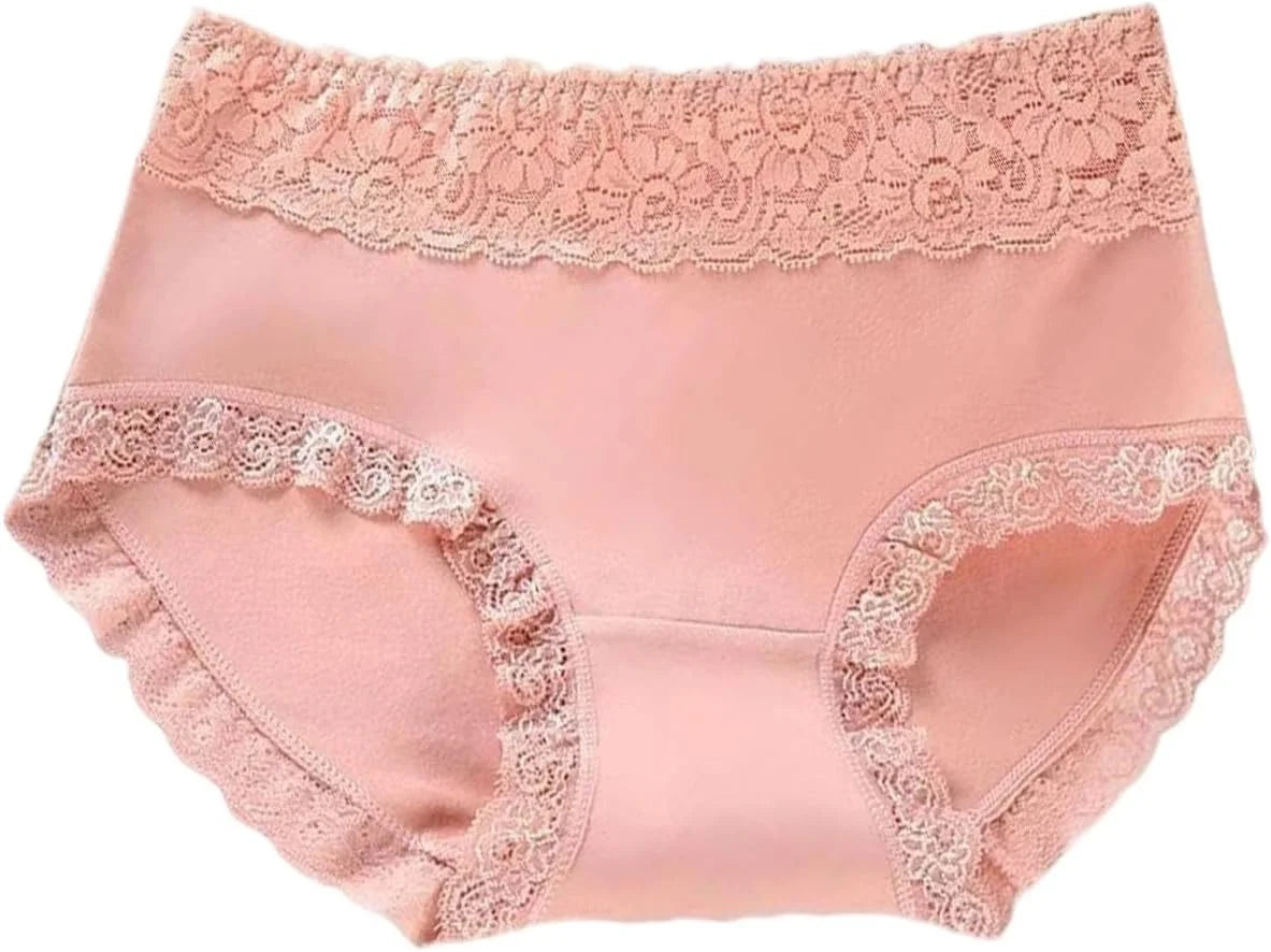 Mid Waist Lace Trim Cotton Briefs for Women Comfort Underwear