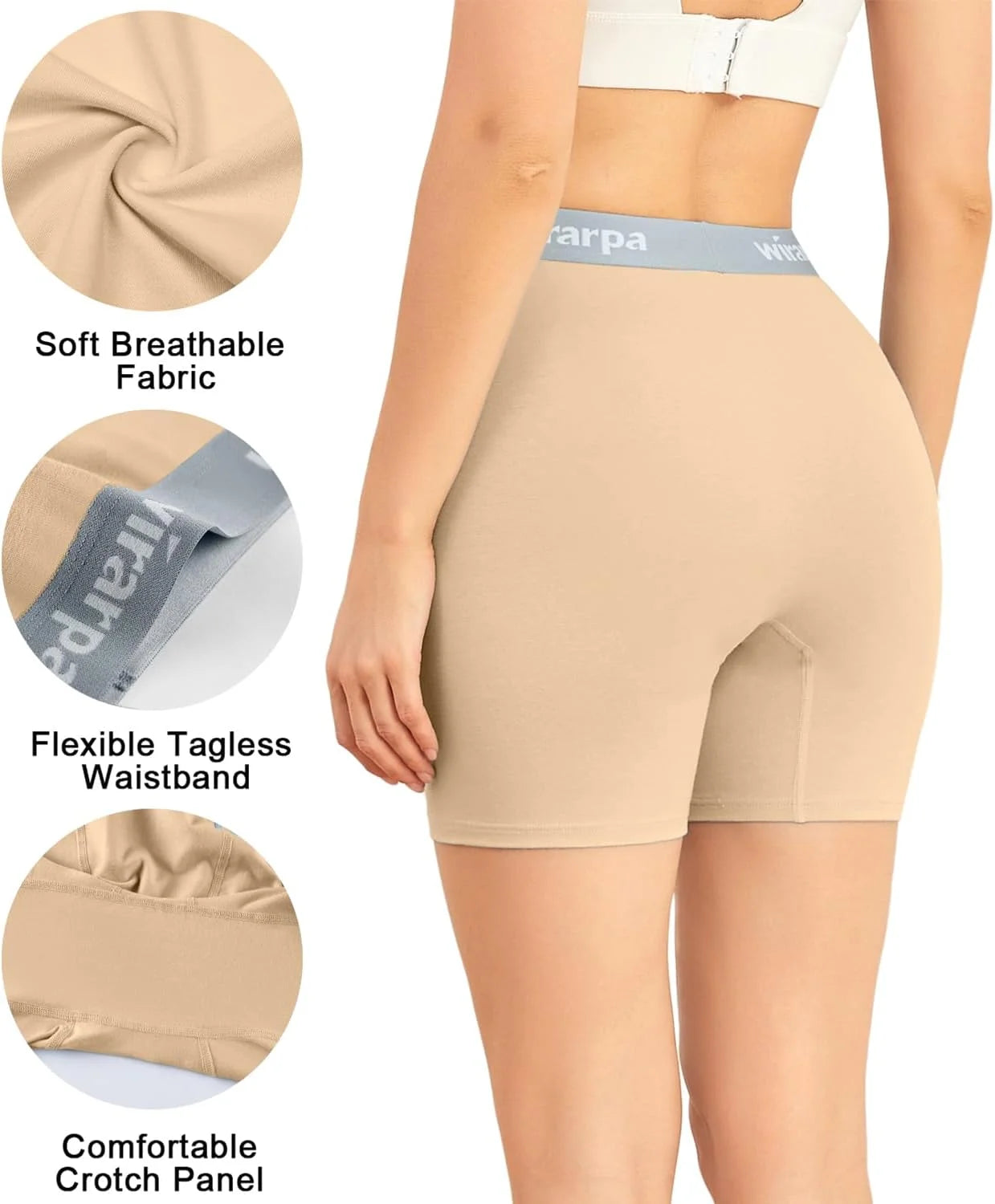 wirarpa Women's Boxer Briefs Cotton Underwear Anti Chafing Boy Shorts Panties 5.5" Inseam 4 Pack