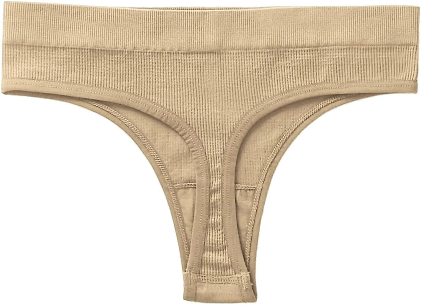Womens Ribbed Seamless Thong High Waisted Brief Underwear
