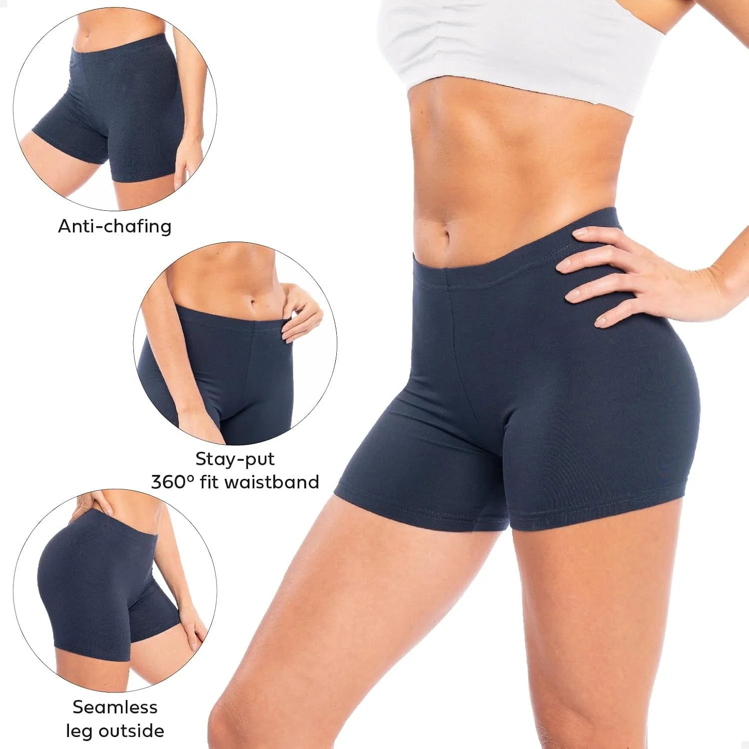 Sexy Basics Women's Ultra Soft Mini Bike Short | Spandex Workout Trunk Boxer | Multi Packs & Colors