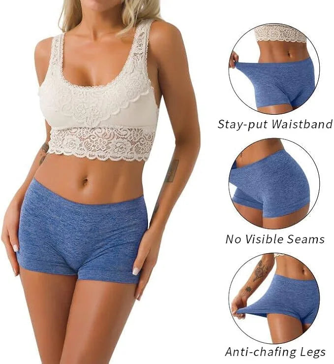 R RUXIA Women's Boyshorts Underwear Seamless Boy Shorts Panties Soft Stretch Boxer Briefs 5 Packs(Regular & Plus Size)