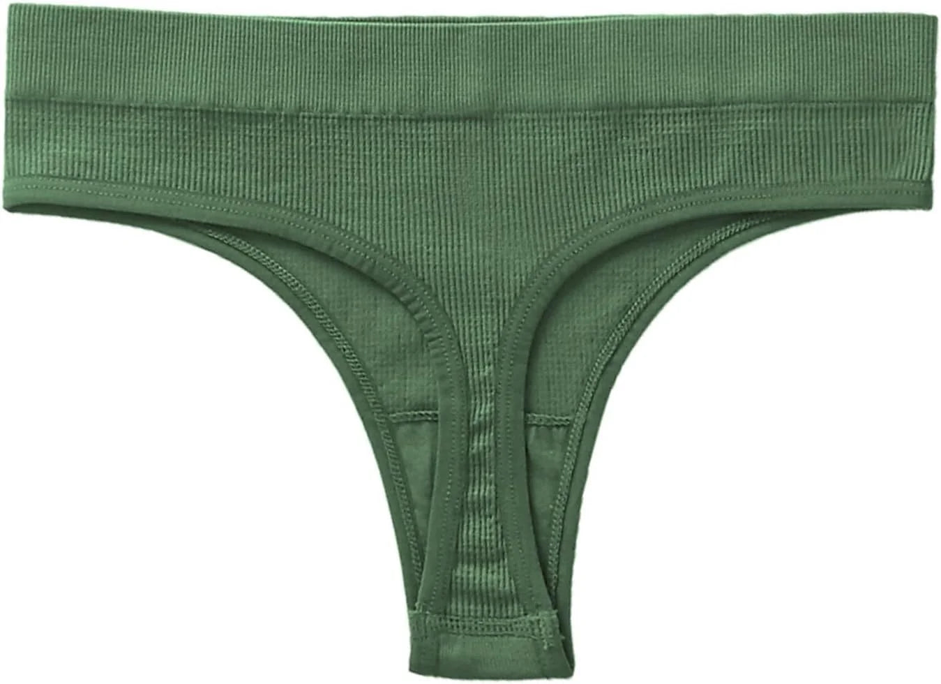 Womens Ribbed Seamless Thong High Waisted Brief Underwear