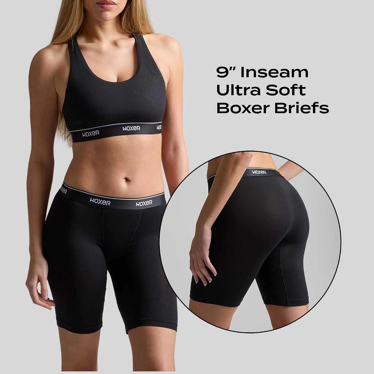 Woxer Womens Boxers - Biker 9" Boy Shorts Underwear for Women, Modal Boxer Briefs, Chafe Free, Womens Underwear