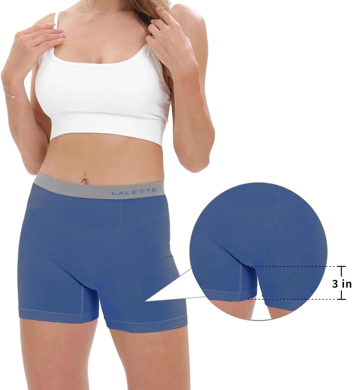 LALESTE Women's Cotton Boxer Briefs, 3-Inch Inseam, Full Coverage, 5 Pack