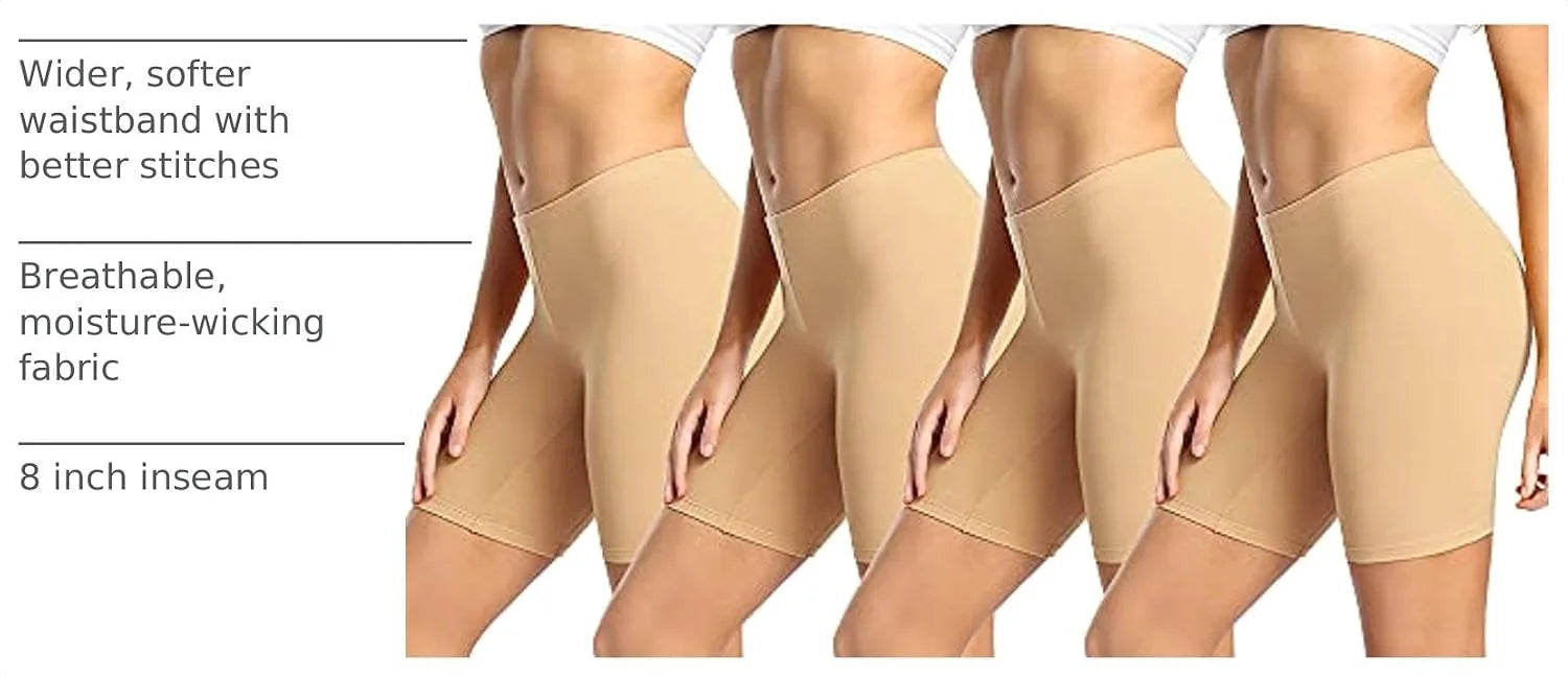 wirarpa Women's Cotton Boy Shorts Underwear Anti Chafing Soft Biker Short Plus Boy Shorts Panties 4 Pack