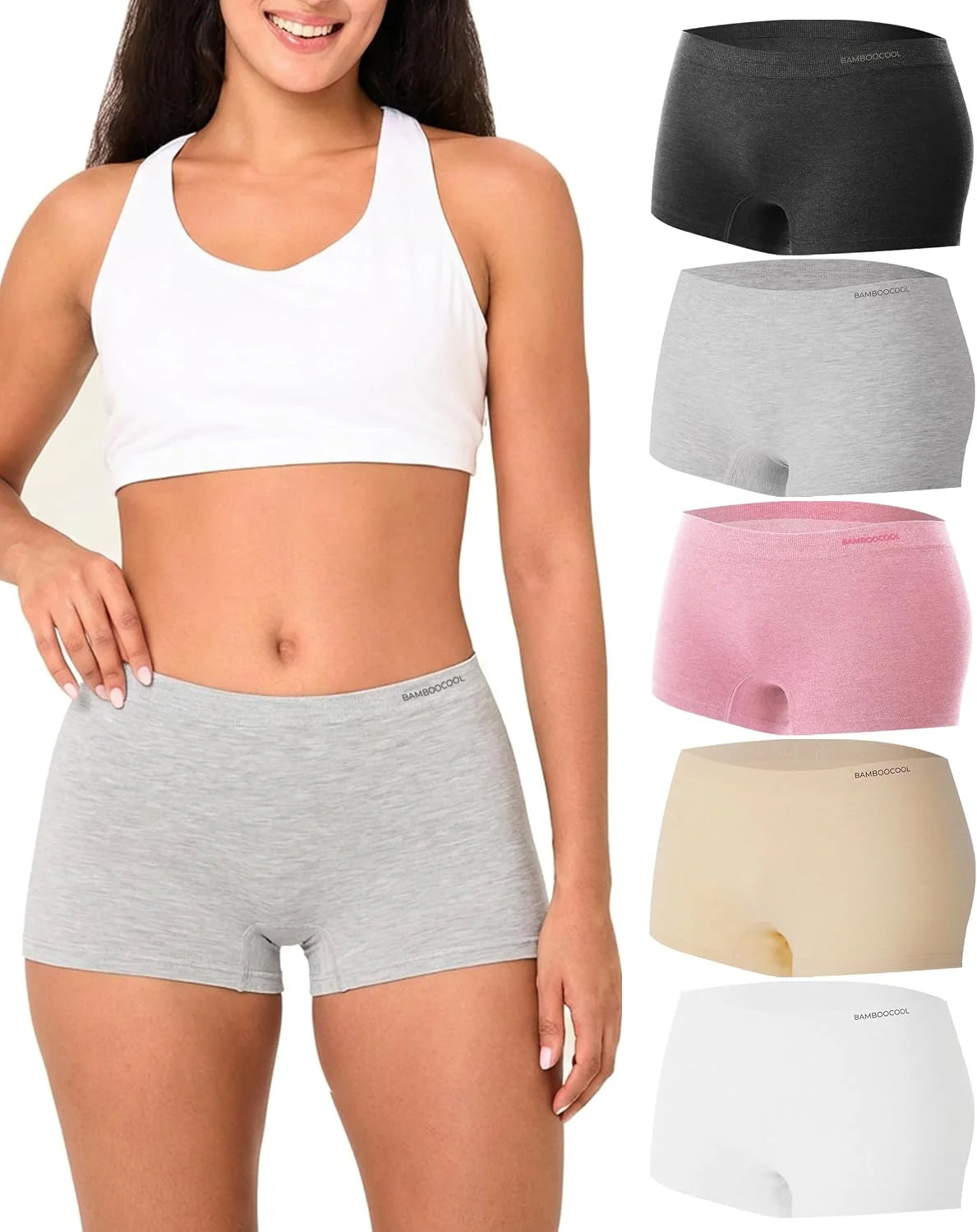 BAMBOO COOL Womens Boyshorts Underwear Cooling Soft Boxer Briefs Panties
