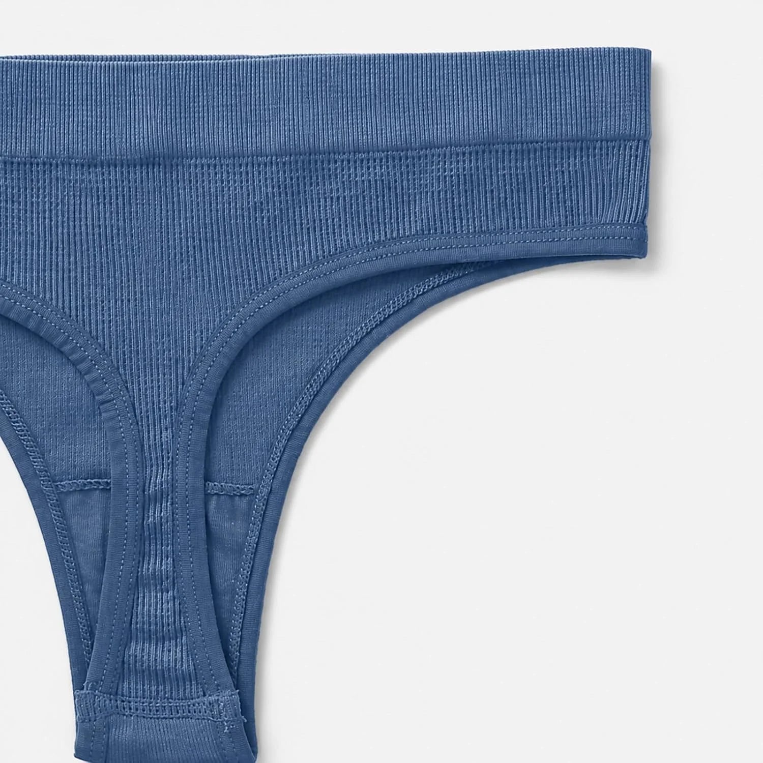 Womens Ribbed Seamless Thong High Waisted Brief Underwear