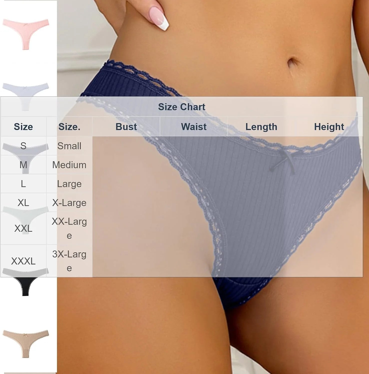 Lace Trim Low Waist Panties for Women Breathable Sexy Underwear