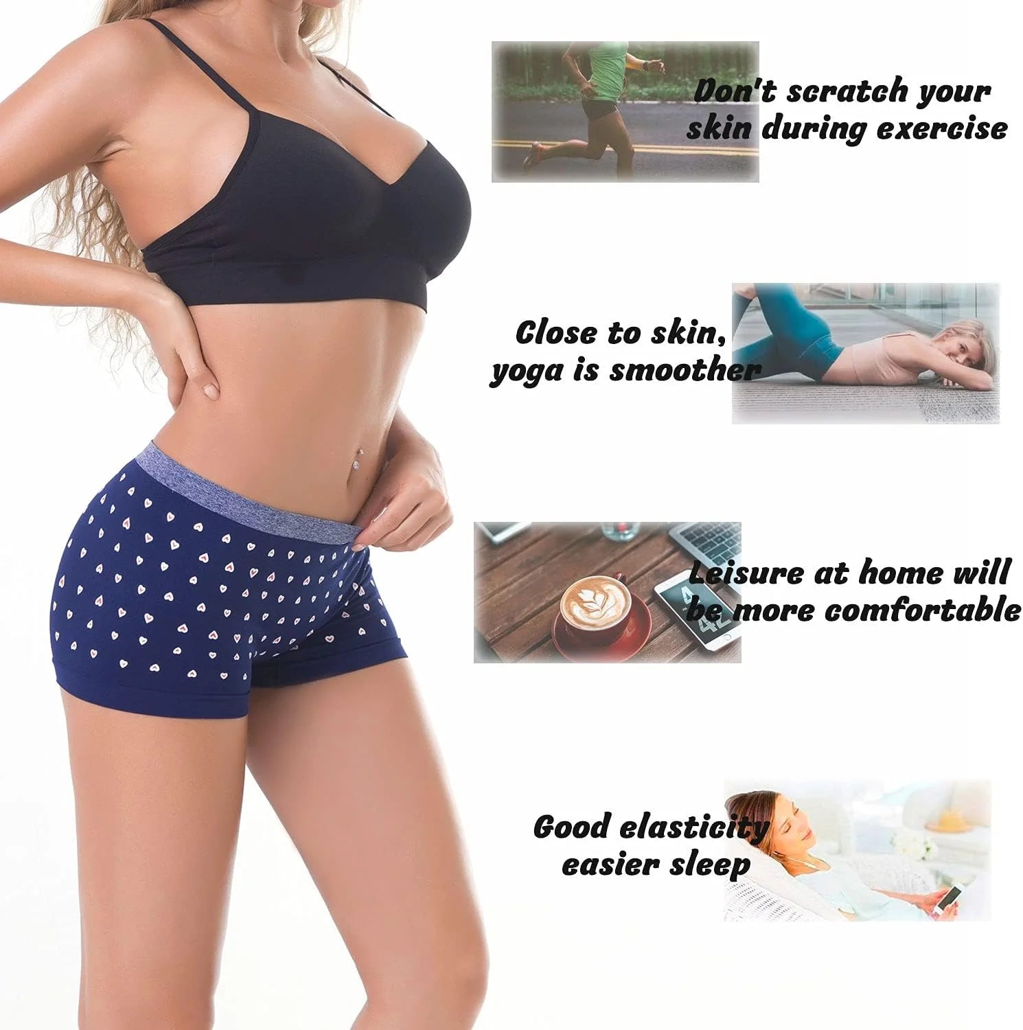 LALESTE Viscose Bamboo Boxer Briefs for Women Cotton Boy Shorts Underwear Soft Stretch Boyshorts Panties 5 Pack