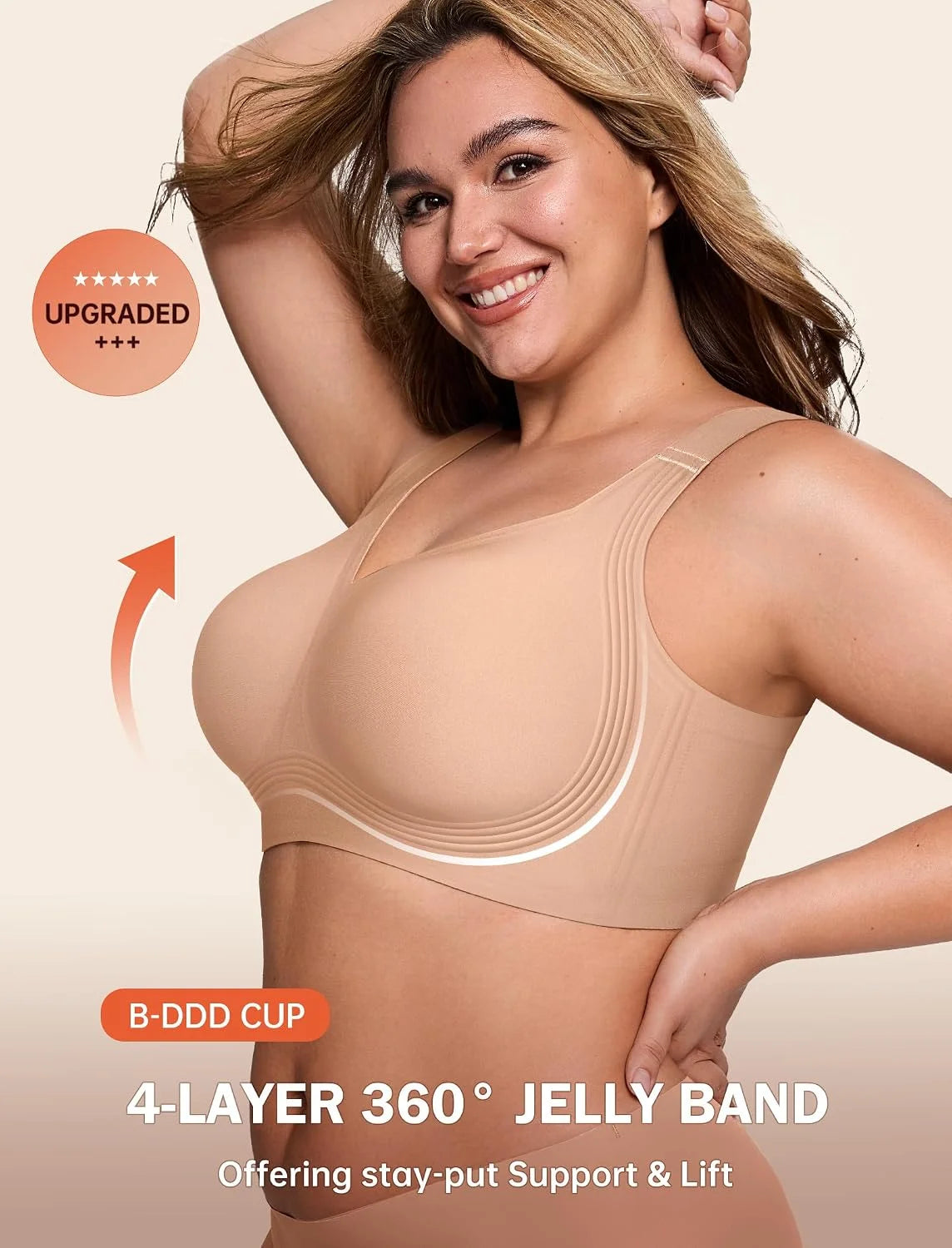 LetsJoli Jelly Bras for Women No Underwire Plus Size Push Up Supportive