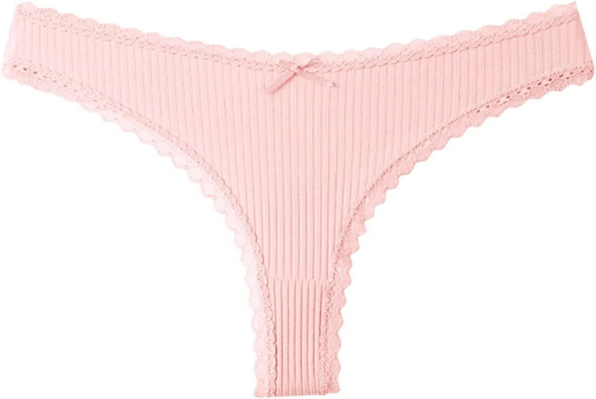 Lace Trim Low Waist Panties for Women Breathable Sexy Underwear