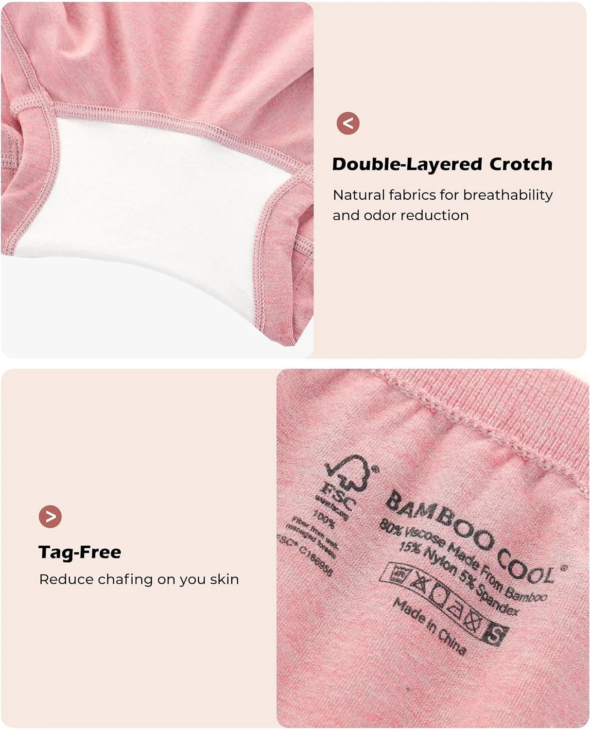 BAMBOO COOL Womens Boyshorts Underwear Cooling Soft Boxer Briefs Panties