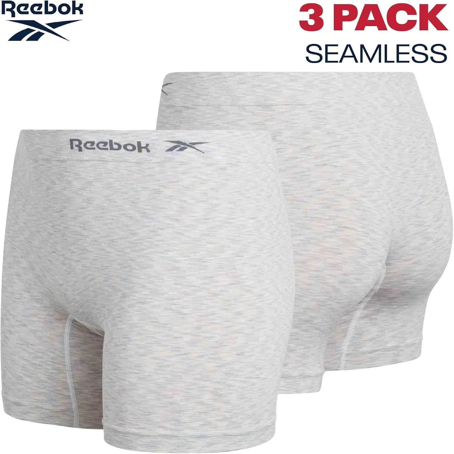 Reebok Womens Boyshorts 3 Pack Long Leg Performance Underwear 6" Inseam