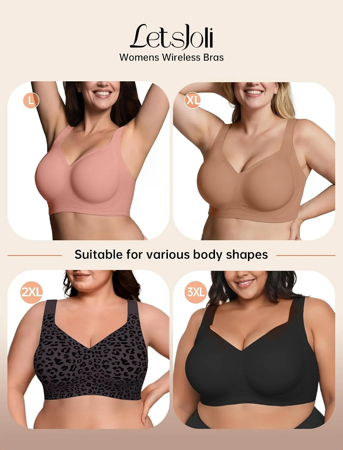 LetsJoli Jelly Bras for Women No Underwire Plus Size Push Up Supportive