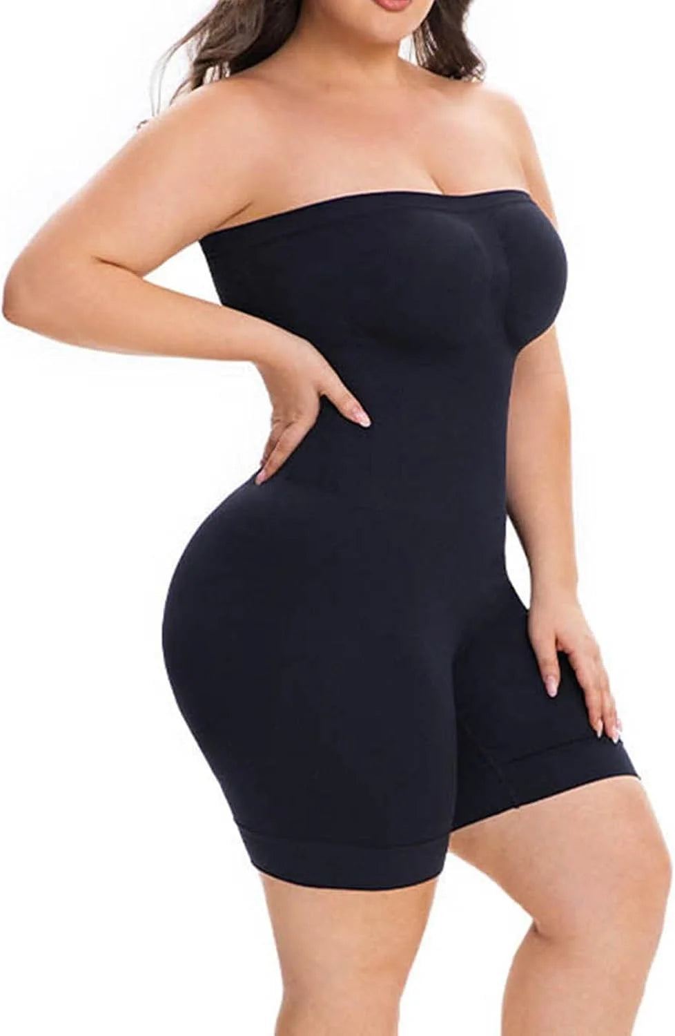 Womens Strapless Bodysuit Seamless Shapewear Jumpsuit Shorts