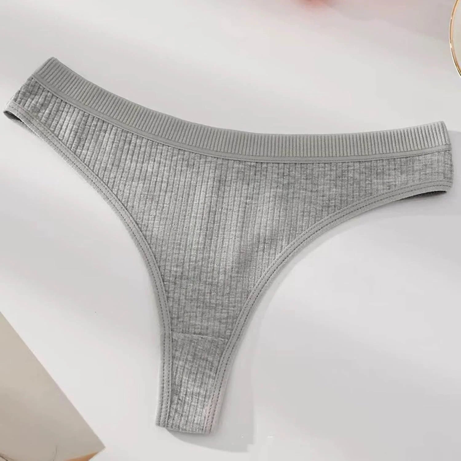 Ribbed Low Waist Bikini Thong for Women Seamless Sexy Underwear