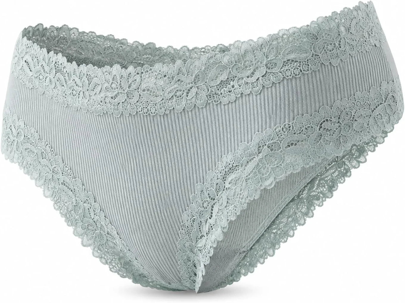 Lace Trim High Waisted Underwear for Women Sexy Ribbed Panties