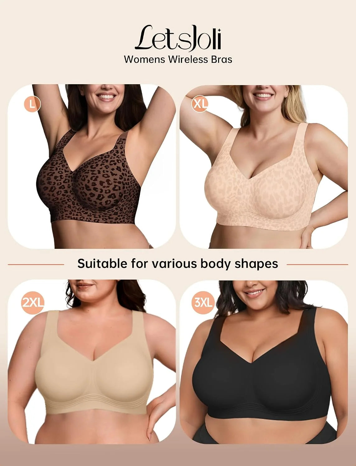 LetsJoli Jelly Bras for Women No Underwire Plus Size Push Up Supportive