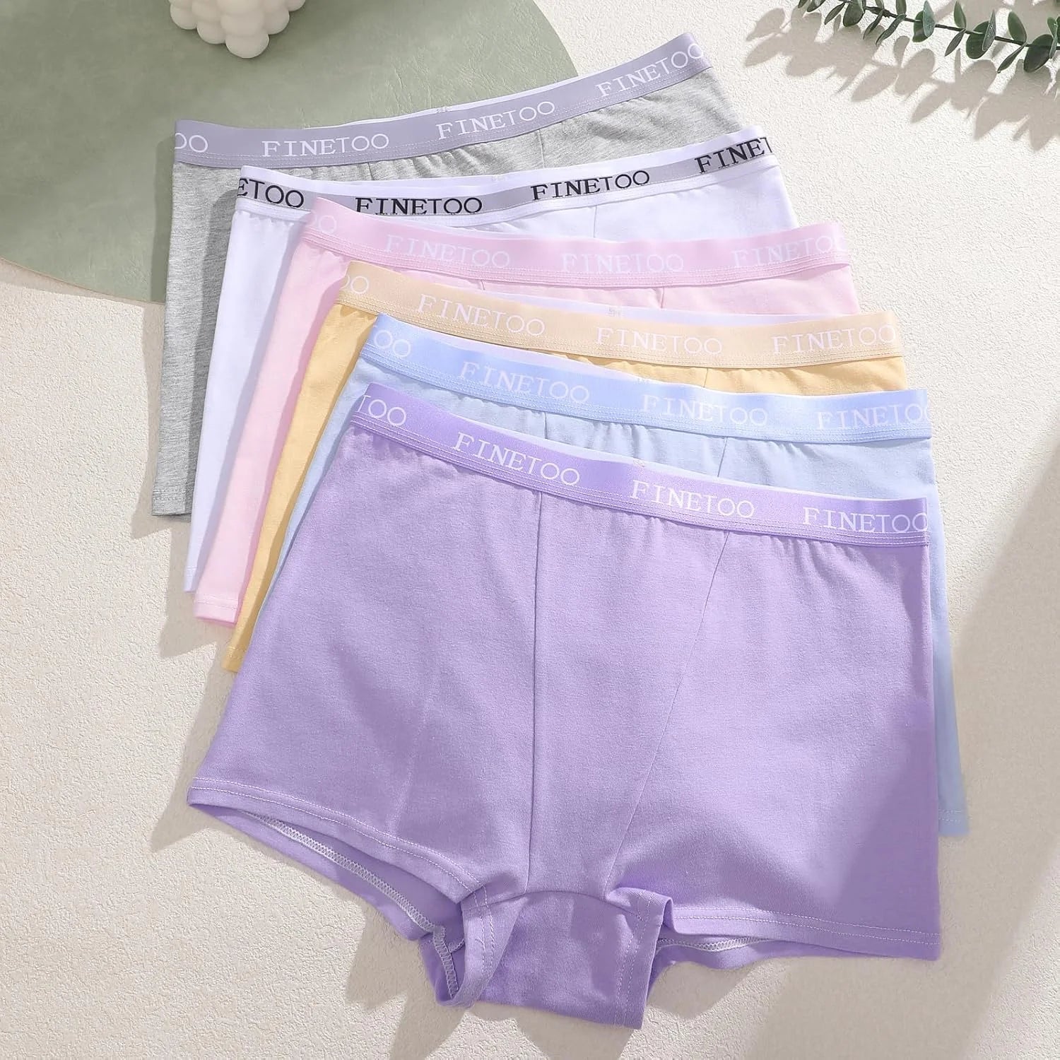 FINETOO Womens Cotton Boy Shorts Underwear Full Coverage Soft Boxer Briefs High Waisted Panties for Lady Girls 6 Pack