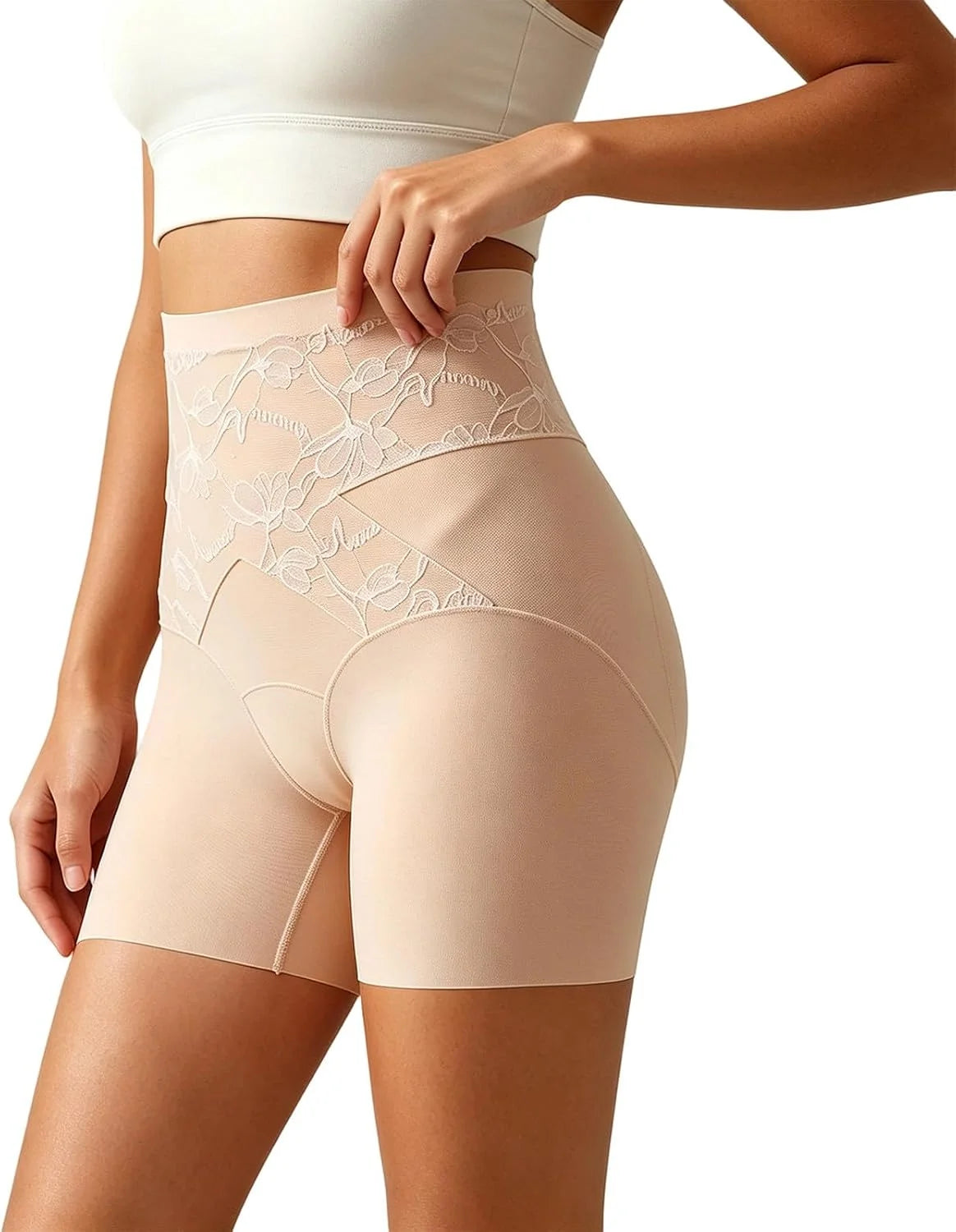 Embroidered Floral High Waist Seamless Briefs for Women Underwear