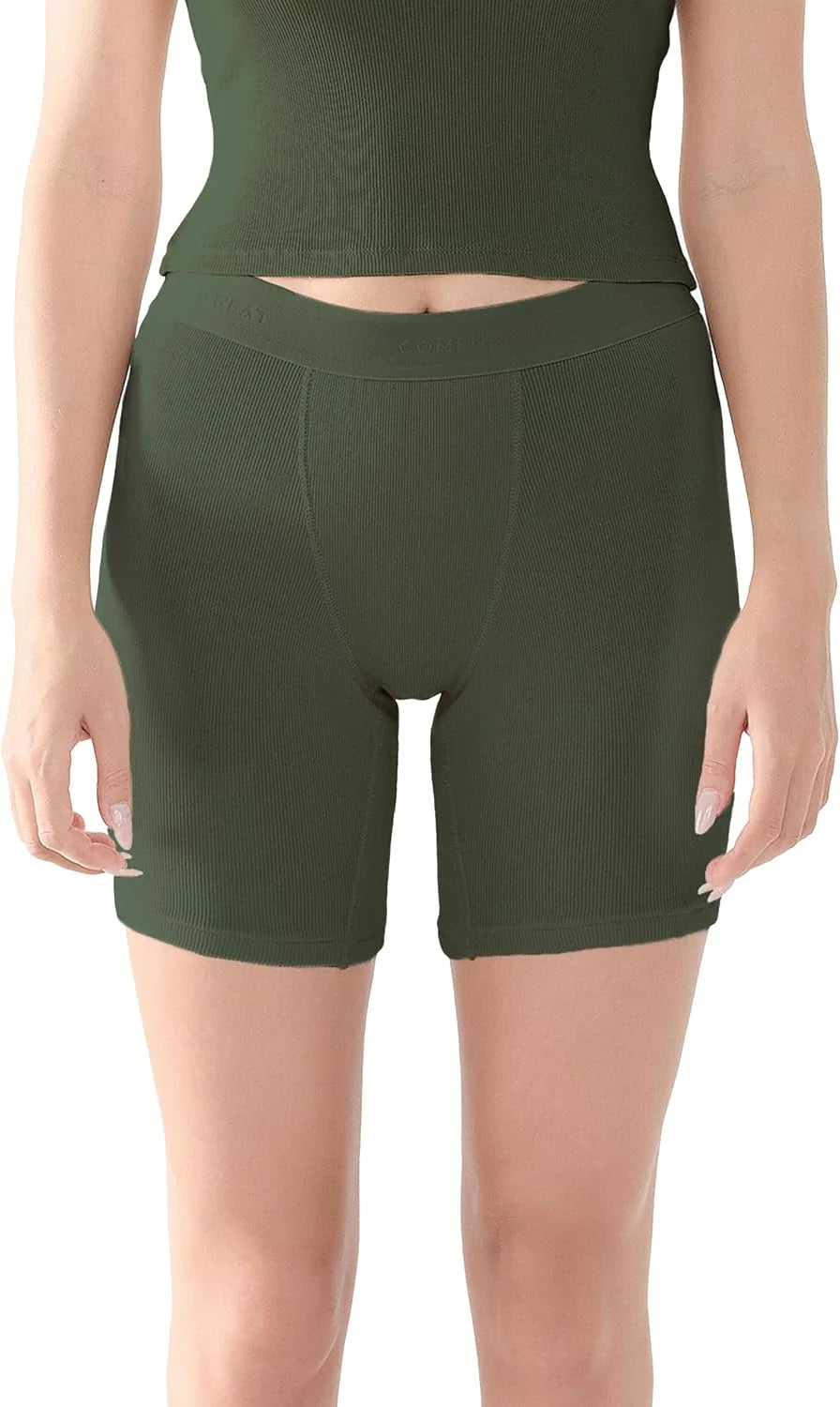 Comfneat Women's Boxer Cotton Rib Fabric with Spandex Boyshorts