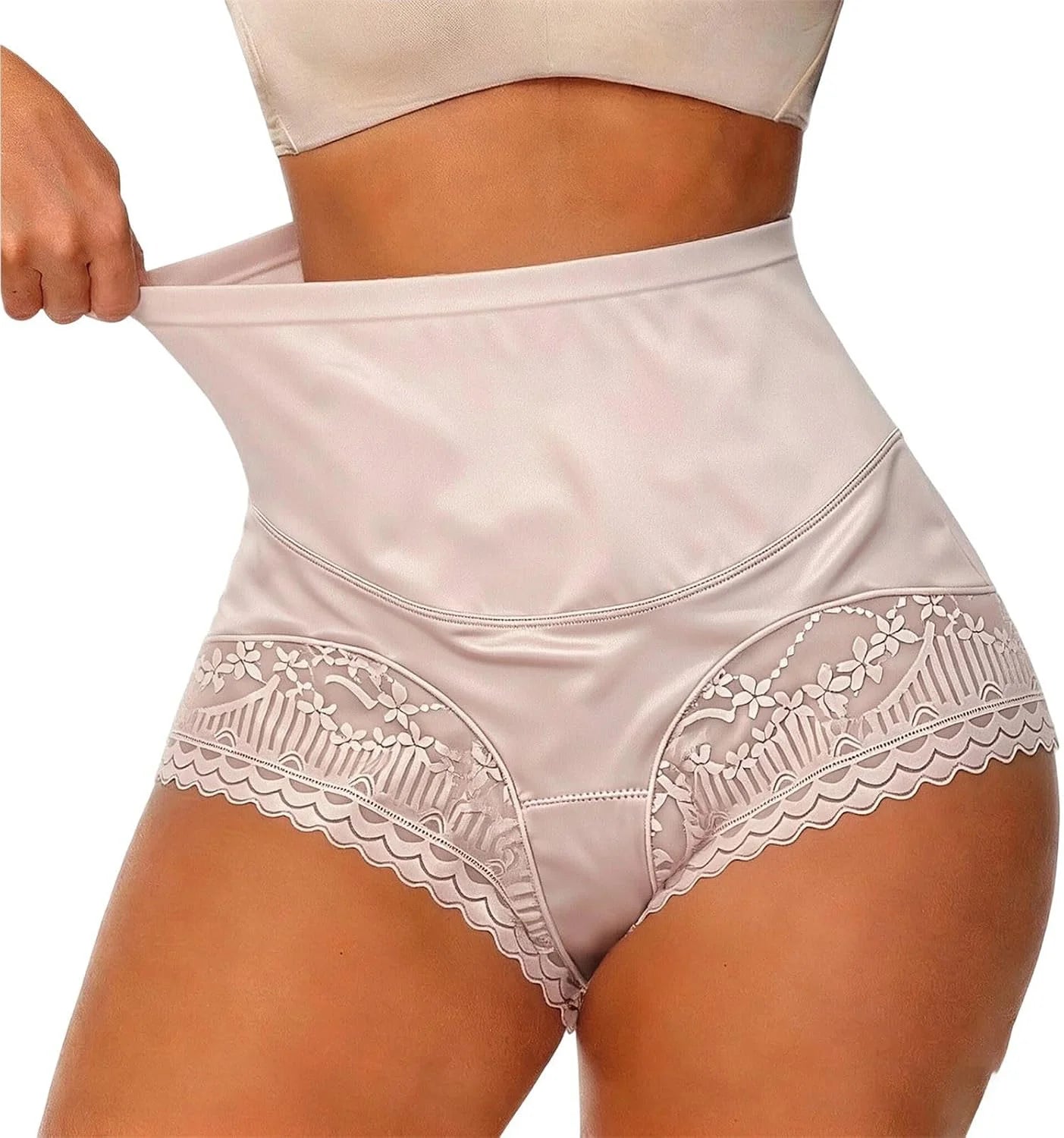 Lace Patchwork High Waisted Sexy Shapewear Panties for Women