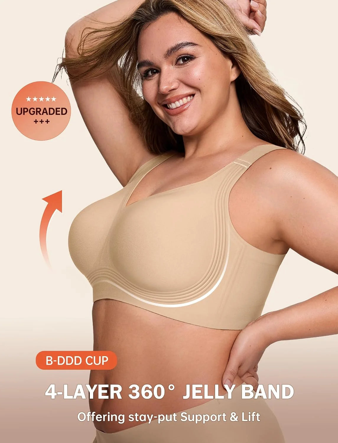 LetsJoli Jelly Bras for Women No Underwire Plus Size Push Up Supportive