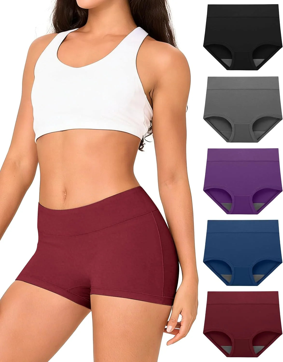 BAMBOO COOL Womens Boy Shorts Underwear High Waisted Boxer Briefs 5 Pack