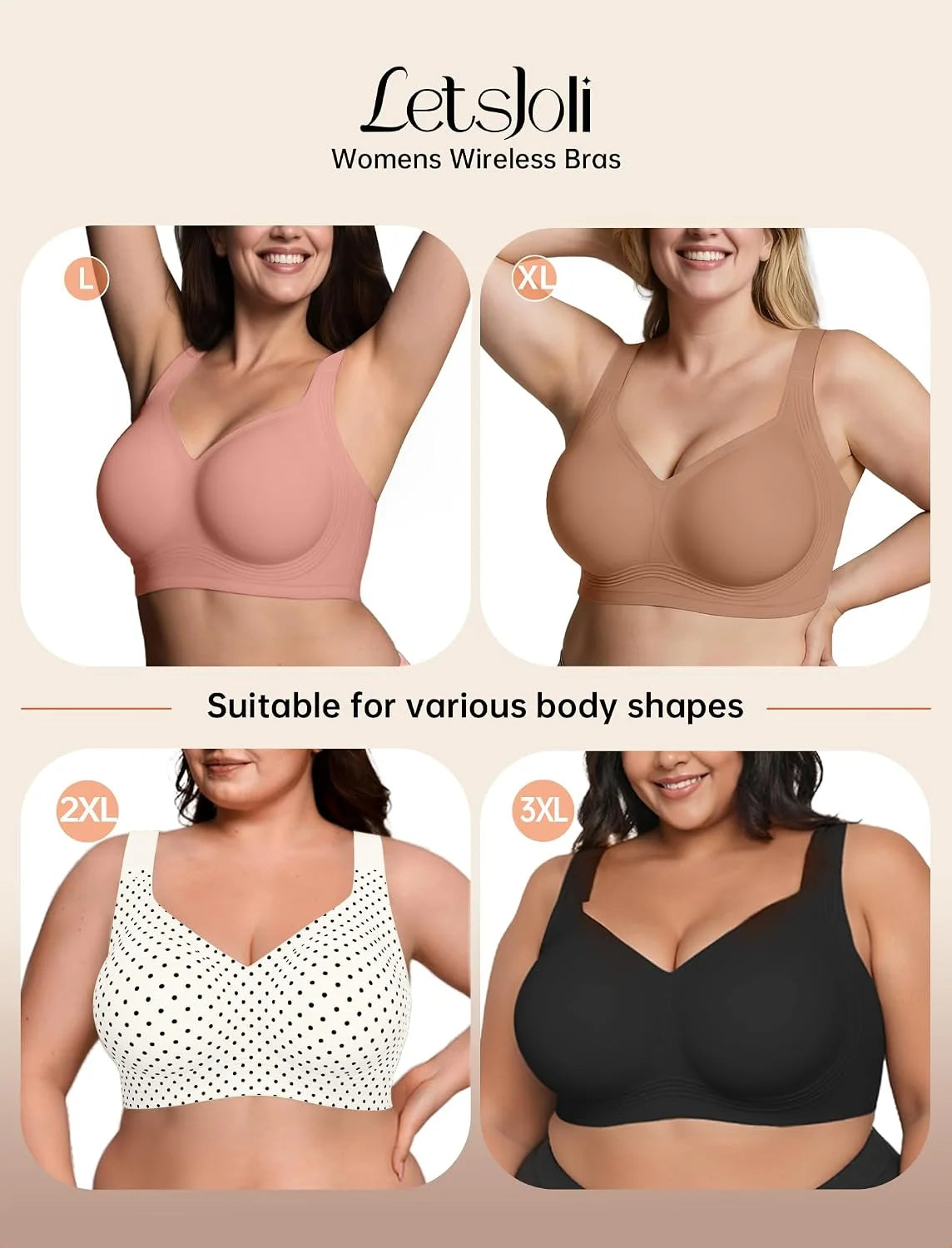 LetsJoli Jelly Bras for Women No Underwire Plus Size Push Up Supportive