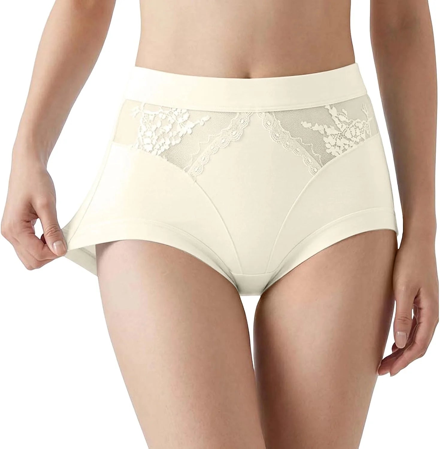Mid Waist Briefs for Women Lace Patchwork Underwear Briefs