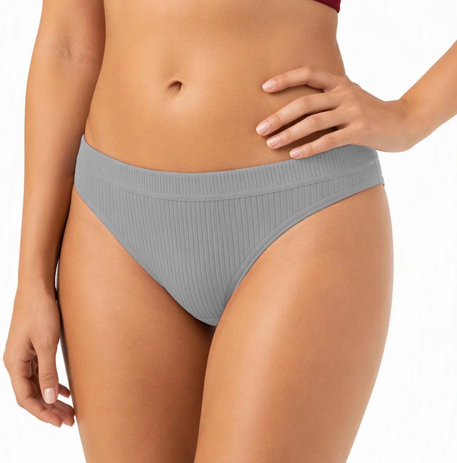 Sexy Low Waist Ribbed Underwear for Women Seamless Sporty Panties