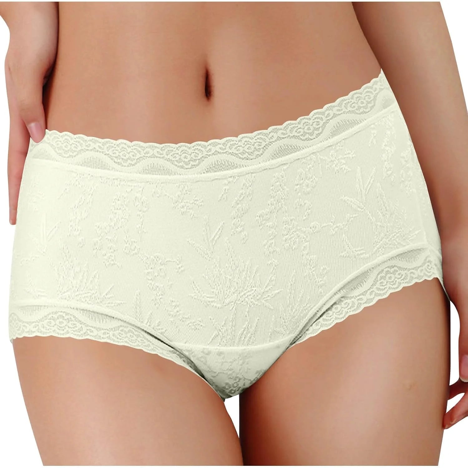 Lace Trim Mid Waist Soft Underwear for Women Comfort Daily Briefs